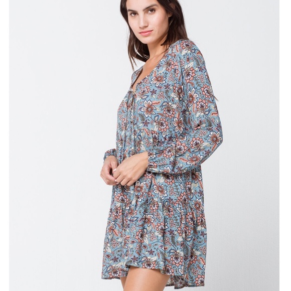 HP! NWT Sky and Sparrow Floral Henley Babydoll Dress - Picture 4 of 7